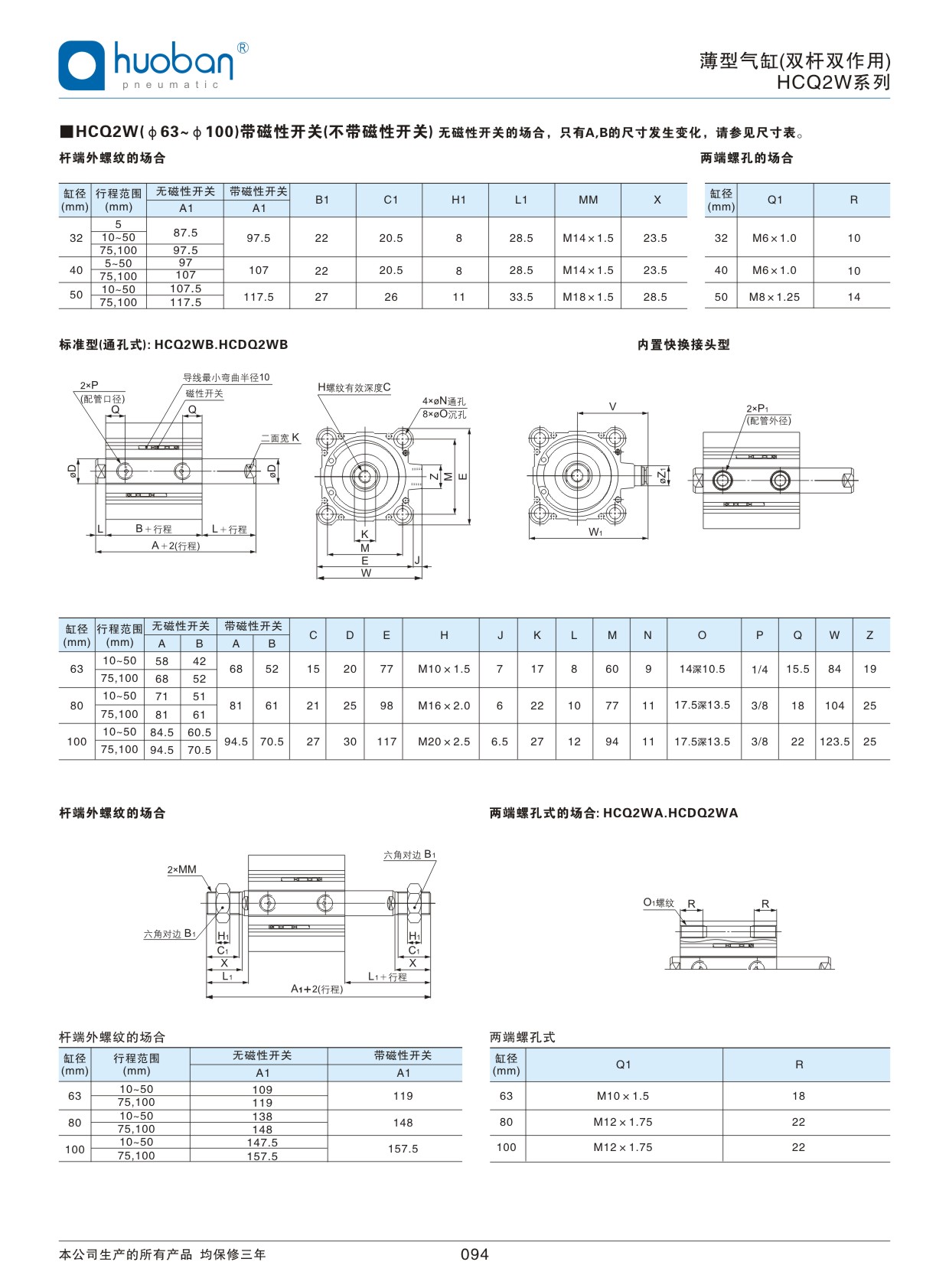 HCQ2W薄型氣缸